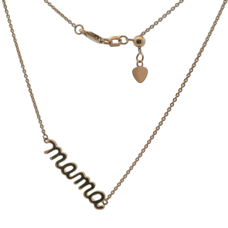 Solid 18kt Rose Gold "Mama" Script 18" Adjustable Chain Necklace