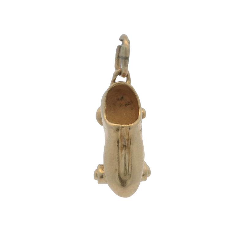 Charm colgante de afición con forma de patín de oro amarillo macizo de 14 kt