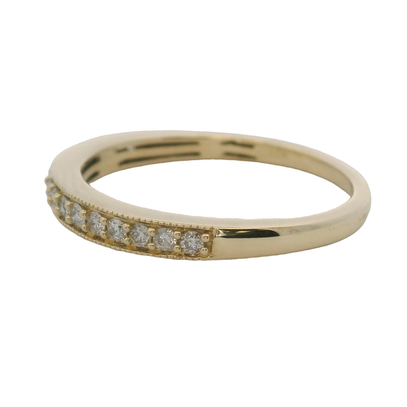 10kt Yellow Gold and Diamond Half-Eternity Stackable Wedding Band Ring Size 7