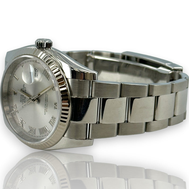 Rolex Datejust 36mm Rhodium Roman Dial 2017 Box Papers Stainless Watch