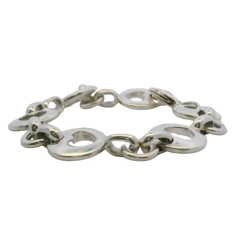 Vintage 1999 Tiffany & Co 925 Sterling Silver Open Heart Link 7" Bracelet