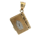 Solid 14kt Yellow Gold Openable Spanish Holy Bible Dangle Charm (2)