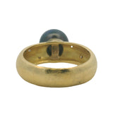 Solid 18kt Yellow Gold 8.5mm Tahitian Pearl Solitaire Ring with 6 Diamond Accents Size 5