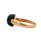 Vintage Italian Solid 18kt Rose Gold and Cabochon Onyx Solitaire Cocktail Ring Size 9