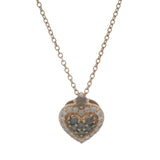 Le Vian Solid 14kt Rose Gold and White and Brown Diamond Heart Pendant Necklace 18.5"