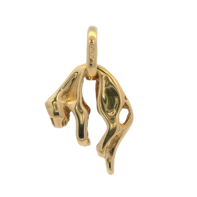 Vintage Solid 18kt 750 Yellow Gold Modern Dangling Cat Panther Necklace Pendant