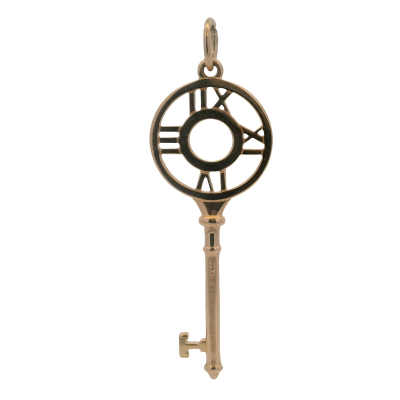 Tiffany & Co Retired Atlas Collection Solid 18kt Rose Gold and Diamond Atlas Key Pendant