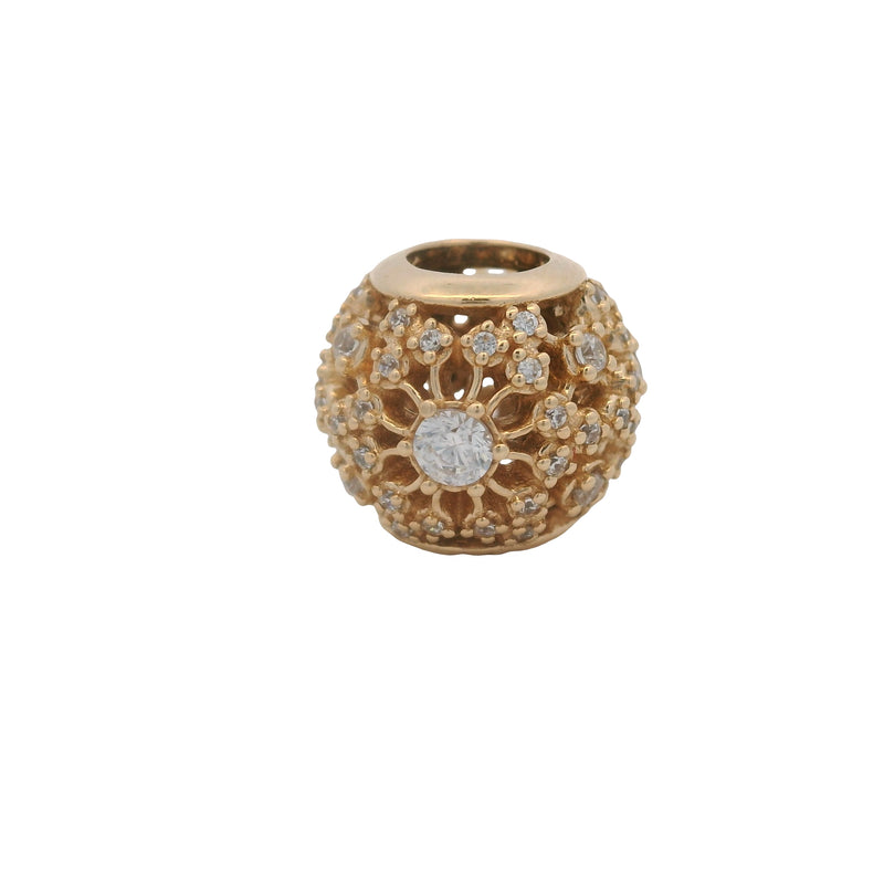 Pandora Solid 14kt Yellow Gold and CZ Inner Radiance Bead Slider Charm