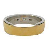 Baraka Italian Solid 18kt Yellow and White Gold Men's Solitaire 0.15ctw Diamond Industrial Band Ring Size 13.5
