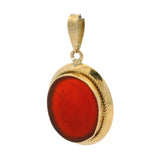 Vintage Italian Solid 18kt Yellow Gold Carnelian Intaglio Soldier Pendant Charm