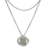 David Yurman Solid 925 Sterling Silver and Diamond Infinity Knot Cluster Pendant 17.5" Necklace