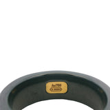 Gucci Black Synthetic Corundum and Solid 18kt Yellow Gold Icon Interlocking G Logo Band Ring Size 7.75