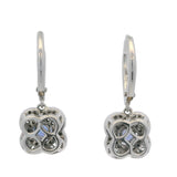 SNJ Jewelers Solid 14kt White Gold 4-Leaf Clover Shaped Drop/Dangle Earrings with Center Sapphires and Round and Baguette Cut Diamonds