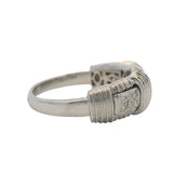 Vintage Roberto Coin Italian Solid 18kt White Gold and Diamond Cluster Woven Ring Size 6