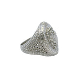 Sarda 925 Sterling Silver Swirl Pattern Oval Framed Ring Size 7