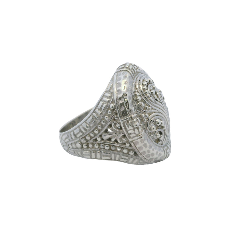 Sarda 925 Sterling Silver Swirl Pattern Oval Framed Ring Size 7