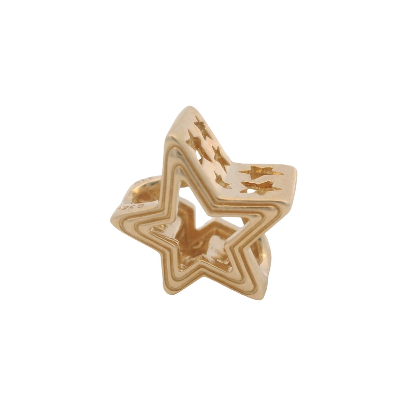Retired Pandora Solid 14kt Yellow Gold Radiant Star Spacer Charm