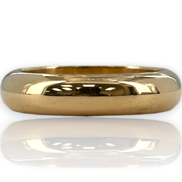 UnoAerre Solid Heavy 6.9g 18kt Yellow Gold 750 Wedding Stackable Band 4.6mm Width Size 6.5 Ring