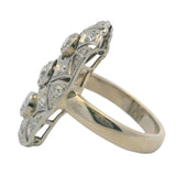 c1910-20s 14kt White Gold 25mm Long Antique Cut Diamonds Filigree Dinner Ring Size 5