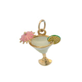 Solid Yellow Gold and Colored Enamel Margarita Glass Drink Charm