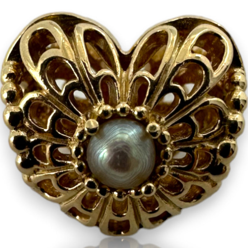 PANDORA 14kt Yellow Gold Retired Love and Appreciation Spacer Charm with CZ Cubic Zirconias Pendant ALE 585