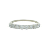 14k White Gold 0.80ctw Round Diamond Half-Eternity Wedding Stackable Band Size 8