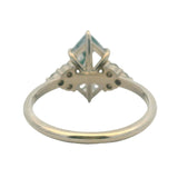 Solid 14kt White Gold Moss Agate and Diamond Accent Solitaire Ring Size 7