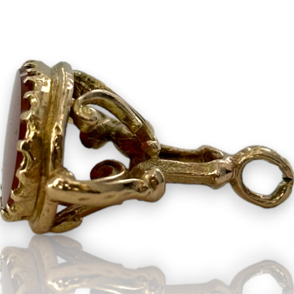 Antique Victorian c1861 Watch Fob Unengraved Blank Seal Pendant Charm Carnelian Made in London