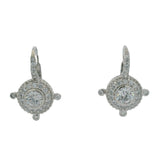 Judith Ripka Solid 925 Sterling Silver and CZ Lever Back Drop Cluster Earrings