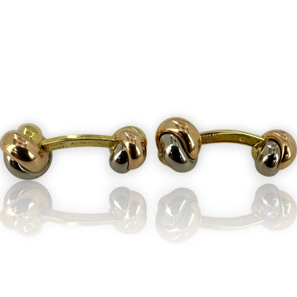 Cartier Trinity Collection Double Knot Cufflinks Solid 11.4g 18kt Tri-Color Gold Rose Yellow and White Hallmarked Made in France