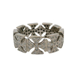 Garrard Italian Solid 18kt White Gold and 0.35ctw Diamond Cross Eternity Band Ring Size 5