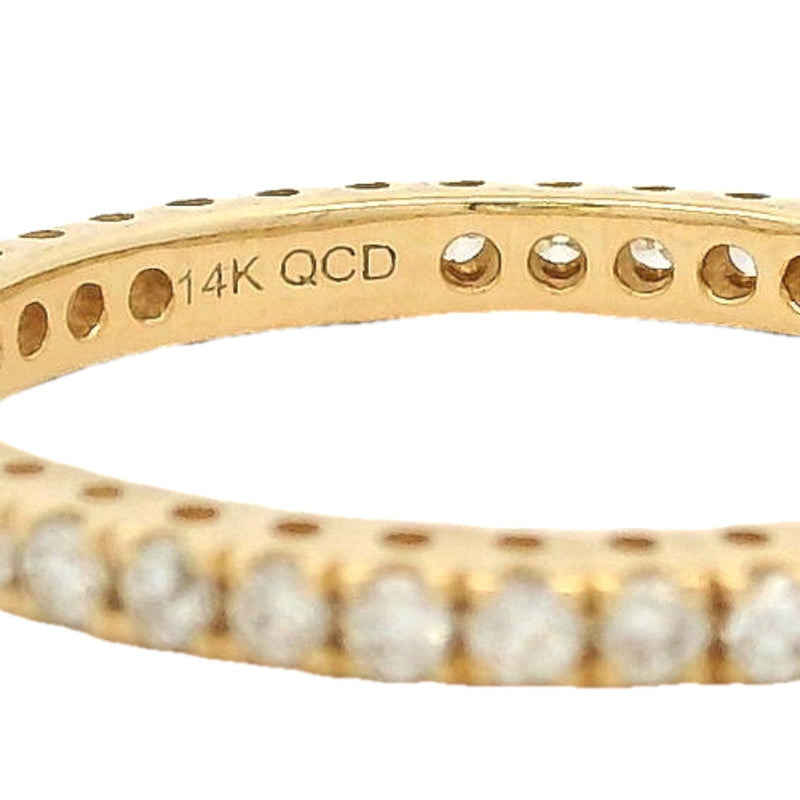 QCD Quality Color Design14kt Solid Yellow Gold and Diamond Eternity Stackable Wedding Band Size 7 Ring