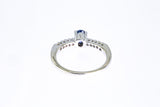 Nissko 14kt Solid White Gold and 5.2mm Oval Sapphire Ring with Diamond Accents Size 5.5