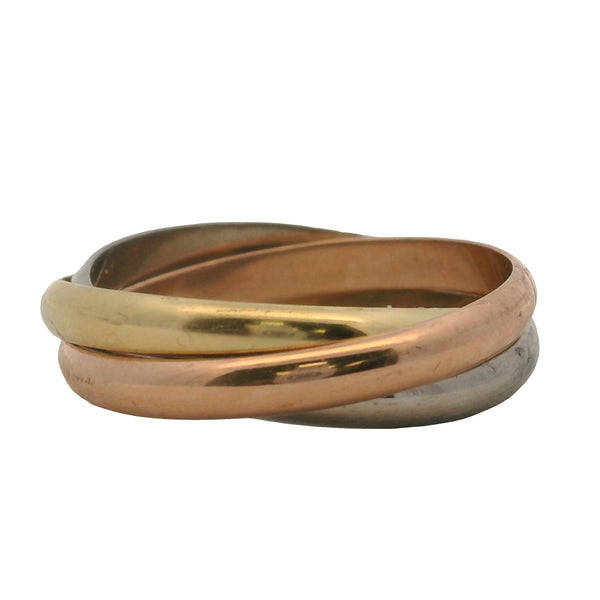 Cartier Solid 18kt 750 Yellow Rose and White Gold Small Model Rolling Trinity Ring Size 10 62