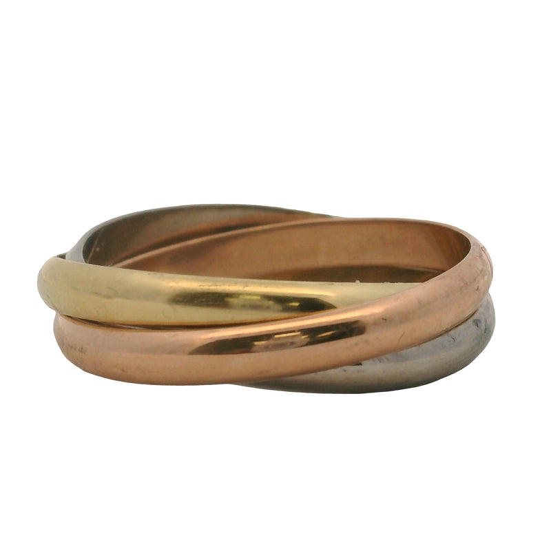 Cartier Solid 18kt 750 Yellow Rose and White Gold Small Model Rolling Trinity Ring Size 10 62