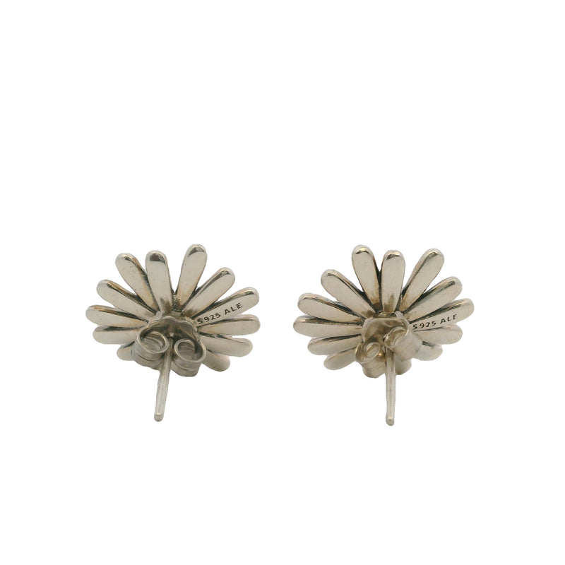 Pandora 925 Sterling Silver Pave CZ Cubic Zirconia Daisy Statement 16mm Wide Stud Earrings