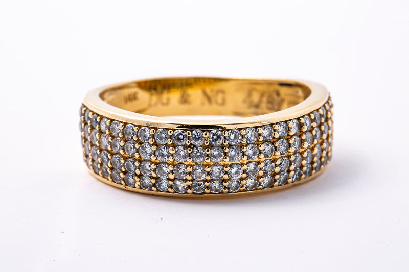 Cubic Zirconia Cluster 7mm Band 14K 585 Yellow Gold CZ Ring Size 10 1/2