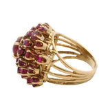 Vintage Solid 14kt Yellow Gold Large Luxury 5.25ctw Ruby Princess Cluster Ring Size 7.5