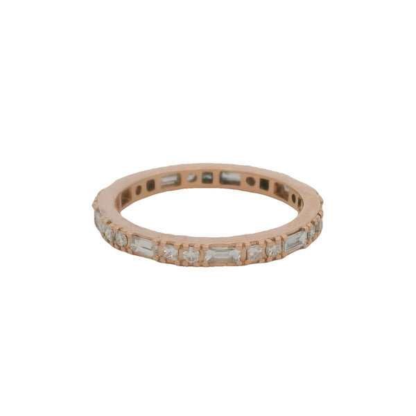 Anillo de eternidad de oro rosa macizo de 14 kt y diamantes multitallados, talla 7