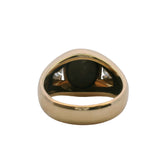 Vintage 1960-70s Men's 14kt Yellow Gold 6.5ct Cabochon Black Star Sapphire and Trillion Diamond Ring Size 8.5