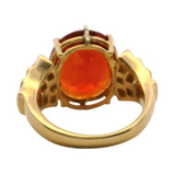 Vintage 1970-80s 14kt Yellow Gold Cocktail Ring with Large Madeira Citrine and Baguette Diamonds Size 7.5