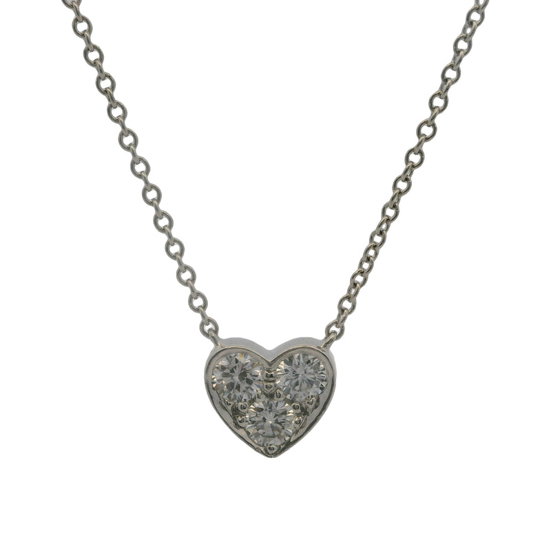 Tiffany & Co Solid 950 Platinum 3 Diamond 0.30ctw Sentimental Heart 16" Necklace