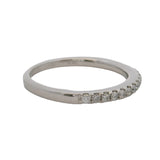 Solid 14kt White Gold and Diamond 2mm Stackable Wedding Ring Size 5