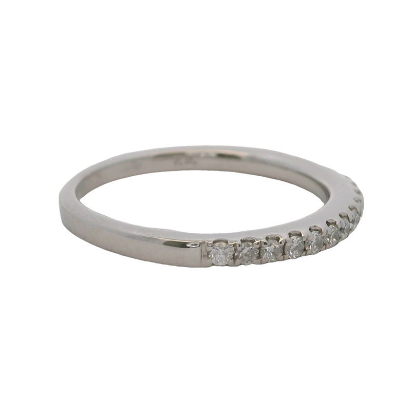 Solid 14kt White Gold and Diamond 2mm Stackable Wedding Ring Size 5