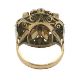 Vintage Solid 18kt Yellow Gold and Opal Thai Princess Cluster Cocktail Ring Size 4