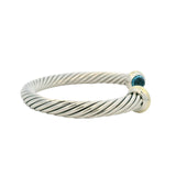 David Yurman 925 Sterling 14k Yellow Gold Topaz 7mm Classic Cable Bracelet 6.5"
