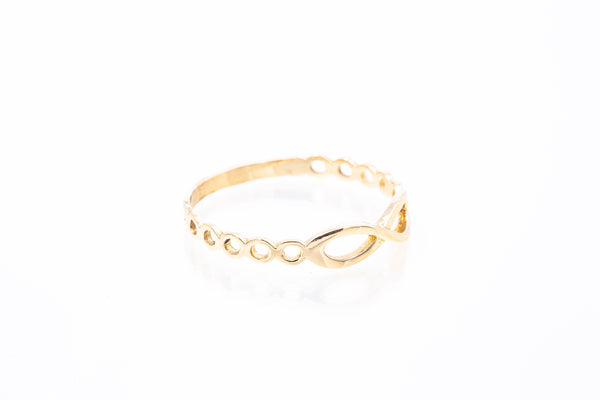 Fashionable Infinity Design Ring Solid 14k 585 Yellow Gold Size 8