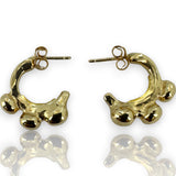 Solid 14k Yellow Gold Granulation Beaded 16mm Hoop Stud Earrings