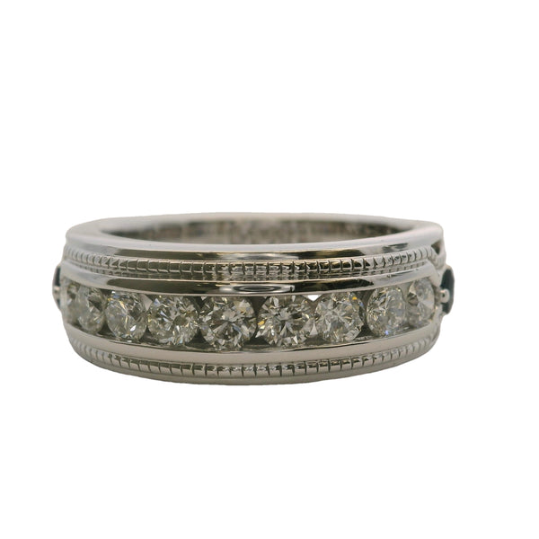 Vera Wang Love Collection Men's Channel Set 1ctw Diamond and Sapphire 7.7mm Wide Band Ring Size 10