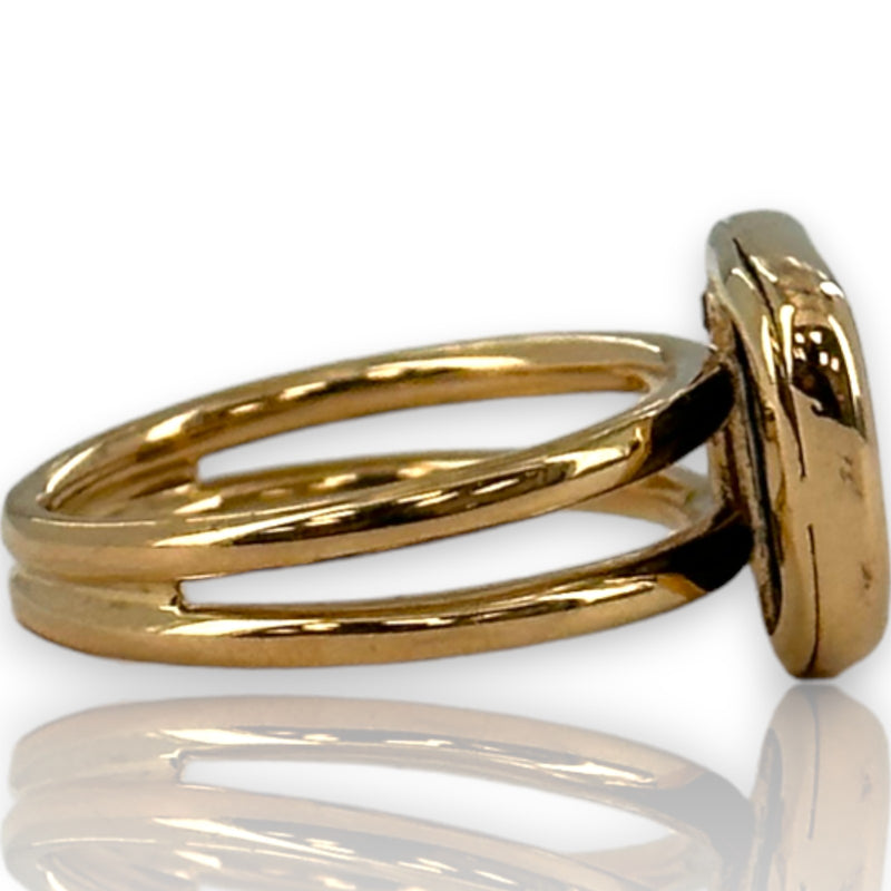 Roberto Coin Signed with Ruby Solid 18kt Rose Gold Black Jade Collection Double Band Statement Ring Size 6.5